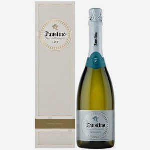 Белое сухое вино Cava Faustino Extra Seco, gift box, 0.75 л, Испания