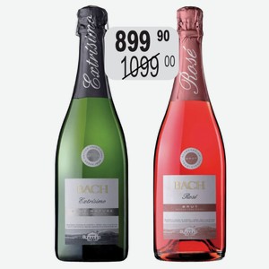 Вино игр. Кава Бах Экстрисимо Брют Розе, Брют бел. 11,5% 0,75л выдерж. Кониуса