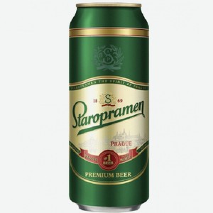 Пиво Staropramen Premium (Старопрамен Премиум) светлое пастеризованное 5% 0,5л ж/б