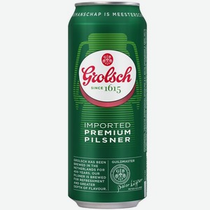 Пиво Гролш светлое пастеризованное 5% 0,5л ж/б