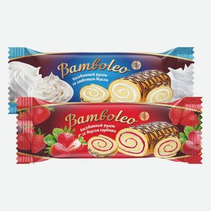 Рулет бисквитный Bamboleo вишневый, сливочный 145 г
