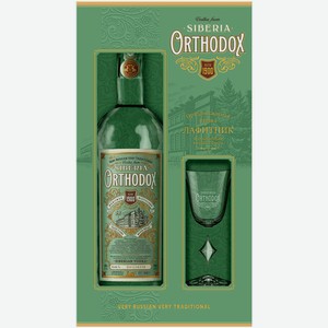 Водка Orthodox 1 л в подарочной упаковке + лафитник