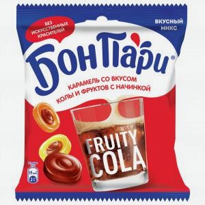 Карамель БОН ПАРИ кола и фруктовый лимонад, 200г