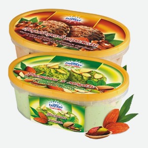 Мороженое пломбир фисташка-миндаль, грецкий орех-кленовый сироп Десерт Фентези 450 г