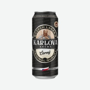 Пиво КАРЛОВА КРЧМА темное 4.4% 500мл ж/б