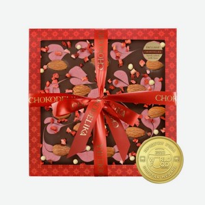 Шоколад ШОКОДЕЛИКА темный Клубника с миндалем 200г