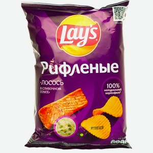Чипсы Лейз Рифленые Лосось в сливочном соусе, 140гр пакет