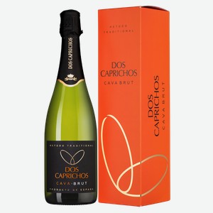 Игристое вино Cava Dos Caprichos в подарочной упаковке 0.75 л.