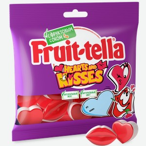 Мармелад жевательный FRUITTELLA СЕРДЦА И ПОЦЕЛУИ 100Г, , ,