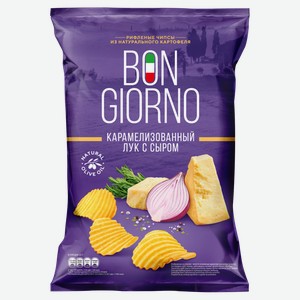 Чипсы Bon Giorno Карамелизованный Лук С Сыром 80г, , ,
