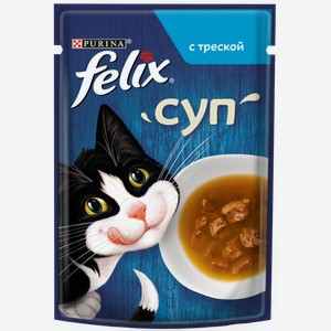 Корм влажный для кошек PURINA FELIX СУП С ТРЕСКОЙ 48Г, , ,