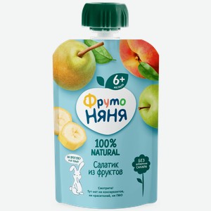 Фруктовое пюре ФРУТОНЯНЯ БАНАН/ГРУША/ПЕРСИК ТУ ДОЙ-ПАК 90Г, , ,