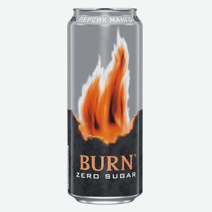 Энергетический б/а напиток BURN ZERO SUGAR ПЕРСИК МАНГО Ж/Б. 0,449Л, ,