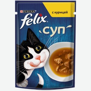 Корм влажный для кошек PURINA FELIX СУП С КУРИЦЕЙ 48Г, , ,