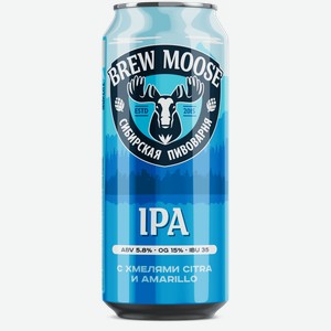 Пиво Brew Moose Ipa/свариллось Ипа Светл. Нефильтр. Пастер. Ж/б. 0,45л