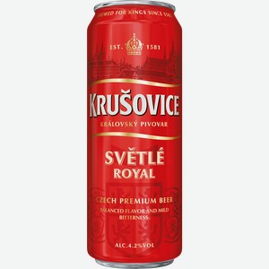 Пиво Krusovice Светл. Фильтр. Пастер. Ж/б. 0,43л