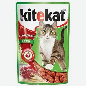 Корм влажный для кошек KITEKAT ГОВЯДИНА В СОУСЕ 85Г, , ,