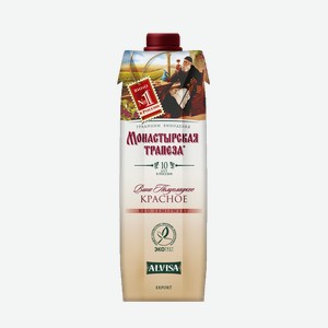 Вино Монастырская Трапеза 10-12% Кр. П/сл. Т/пак. 1л
