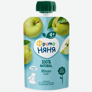 Фруктовое пюре ФРУТОНЯНЯ ЯБЛОКО ТУ ДОЙ-ПАК 90Г, , ,