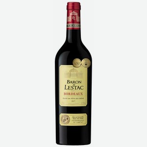 Вино выдержанное БАРОН ДЕ ЛЕСТАК 8,5-15% КР. СУХ. 0,75Л, ,