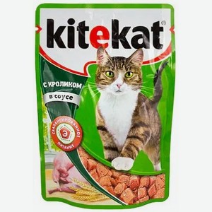 Корм влажный для кошек KITEKAT КРОЛИК В СОУСЕ 85Г, , ,