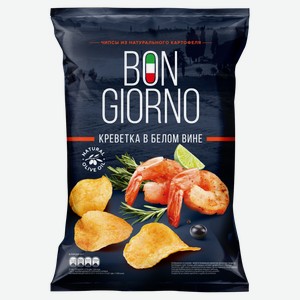Чипсы Bon Giorno Креветка В Белом Вине 80г, , ,