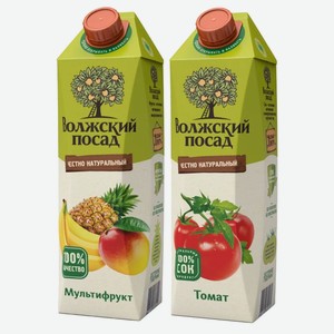 Сок  Волжский посад  в ассортименте 1л ОТ 2ШТ