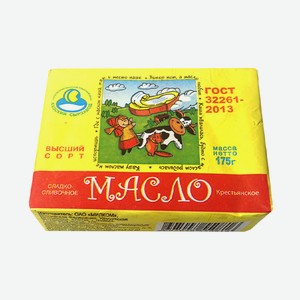 Масло Сладко-сливочное Крестьянское 72.5% Бзмж Сз Кезский 175гр