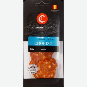 Колбаса с/в CASADEMONT ЧОРИЗО НАРЕЗКА ТУ 70Г, , ,