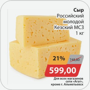 Сыр Российский молодой Кезский МСЗ 1 кг