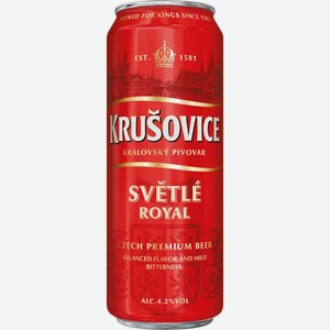 Пиво Krusovice Светл. Фильтр. Пастер. Ж/б. 0,43л, 0,43