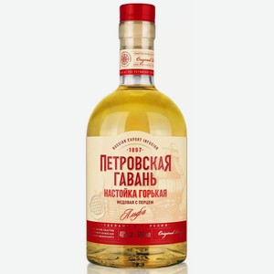 Настойка горькая ПЕТРОВСКАЯ ГАВАНЬ МЕДОВАЯ С ПЕРЦЕМ 40% 0,5Л, 0,5