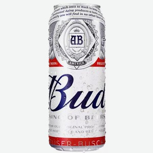 Пиво Bud Светл. Фильтр. Пастер. Ж/б. 0,45л, 0,45