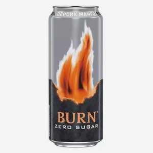 Энергетический б/а напиток BURN ZERO SUGAR ПЕРСИК МАНГО Ж/Б. 0,449Л, 0,449