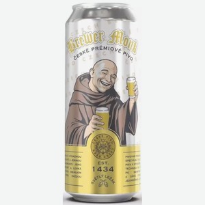 Пиво имп. BREWER MONK SVETLY LEZAK СВЕТЛ. ФИЛЬТР. ПАСТЕР. Ж/Б. 0,5Л, 0,5