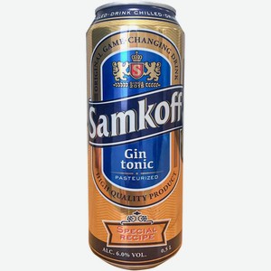 Пиво  Самкофф  Джин Тоник, пивной напиток в жестяной банке, 500 мл, Очень светлое
