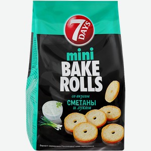 Сухарики 7 days Bake Rolls сметана лук, 80гр пакет