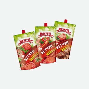 Кетчуп Махеев Шашлычный, Чили, Томатный 300гр Татарстан дой-пак