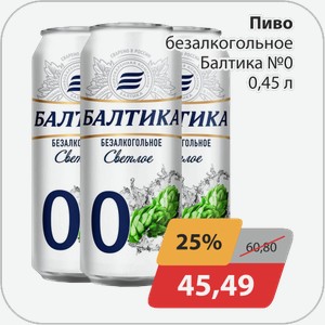 Пиво безалкогольное Балтика №0 0,45 л