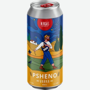 Пиво Пивоварня Новорижская,  Варка  Пшено, в жестяной банке, 450 мл, Светлое, Нефильтрованное