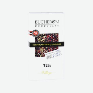 Шоколад BUCHERON горький с клюква,клубника и фисташка в карт 100г