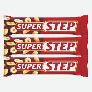 Шоколадный батончик Super Step нуга, арахис, карамель Славянка 65 г