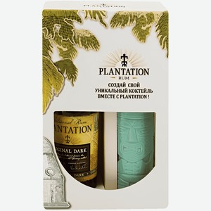 Ром Plantation Original Dark 0,7 л в подарочной упаковке + тики-кружка
