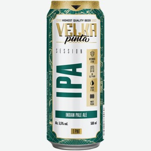 Пиво Velka Pinta IPA светлое 0,568 л ж/б
