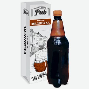 Медовуха Pub Черный Мед темная 1 л в крафтпакете