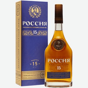 Коньяк Россия КС 15 лет 0,5 л в подарочной упаковке