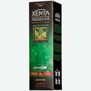 Абсент Xenta 0,7 л в подарочной упаковке + ложка