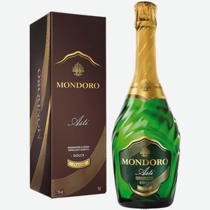 Вино игристое Mondoro Asti белое сладкое 0,75 л в подарочной упаковке