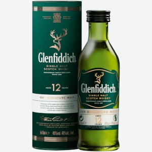 Виски Glenfiddich 12 лет 0,05 л подарочной упаковке туба