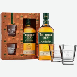 Виски Tullamore D.E.W. 0,7 л в подарочной упаковке + 2 стакана